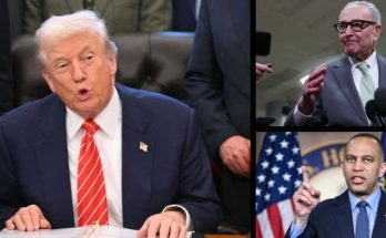 Donald Trump, the current President of the United States Chuck Schumer, the Senate Democratic Leader Hakeem Jeffries, the House Minority Leader