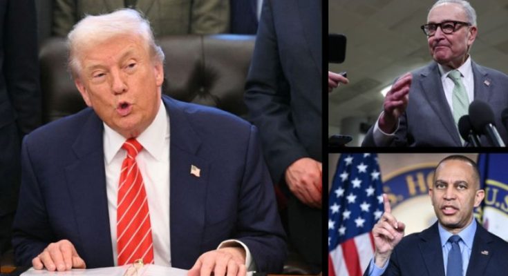 Donald Trump, the current President of the United States Chuck Schumer, the Senate Democratic Leader Hakeem Jeffries, the House Minority Leader