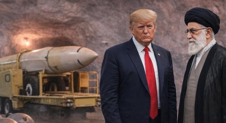 trump and Iran's Supreme Leader Khamenei face off with ballistic missile in underground