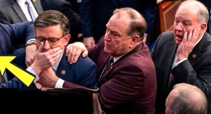 mike Johnson overcome with emotion during House Speaker vote as colleagues comfort him on