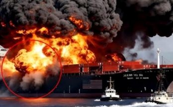 oil tanker explosion sends massive fireball and black smoke into sky