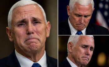 mike Pence emotional photos showing former VP crying during official statement