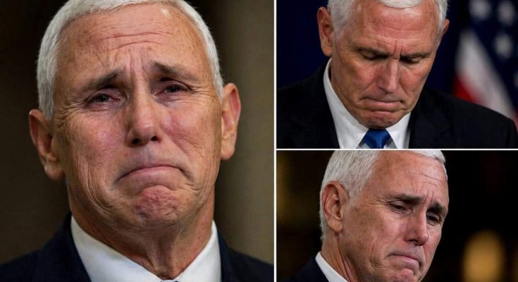 mike Pence emotional photos showing former VP crying during official statement