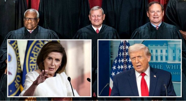 supreme Court justices oversee split-screen Pelosi and Trump political clash